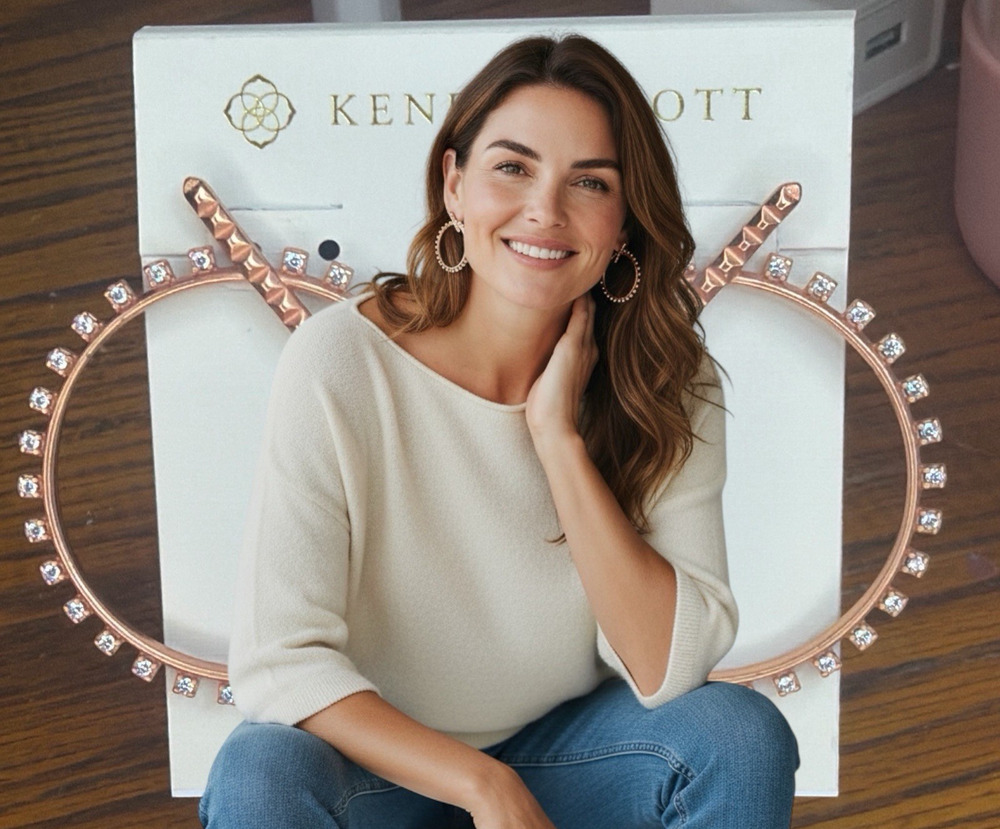 Kendra Scott Charlie Grace CZ Hoop Earrings | Rose Gold Tone | NWT